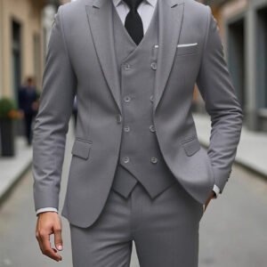 Double-breasted Suit Set Mens Three-piece Business Suit