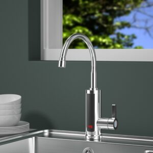 Instant Hot Water Faucet, 5s Rapid Heating Under Sink Electric Water Heater, Silver Vertical Design W/ 360° Swivel Spout For Kitchen & Bathroom, Energy Saving On-Demand Hot Water Dispenser