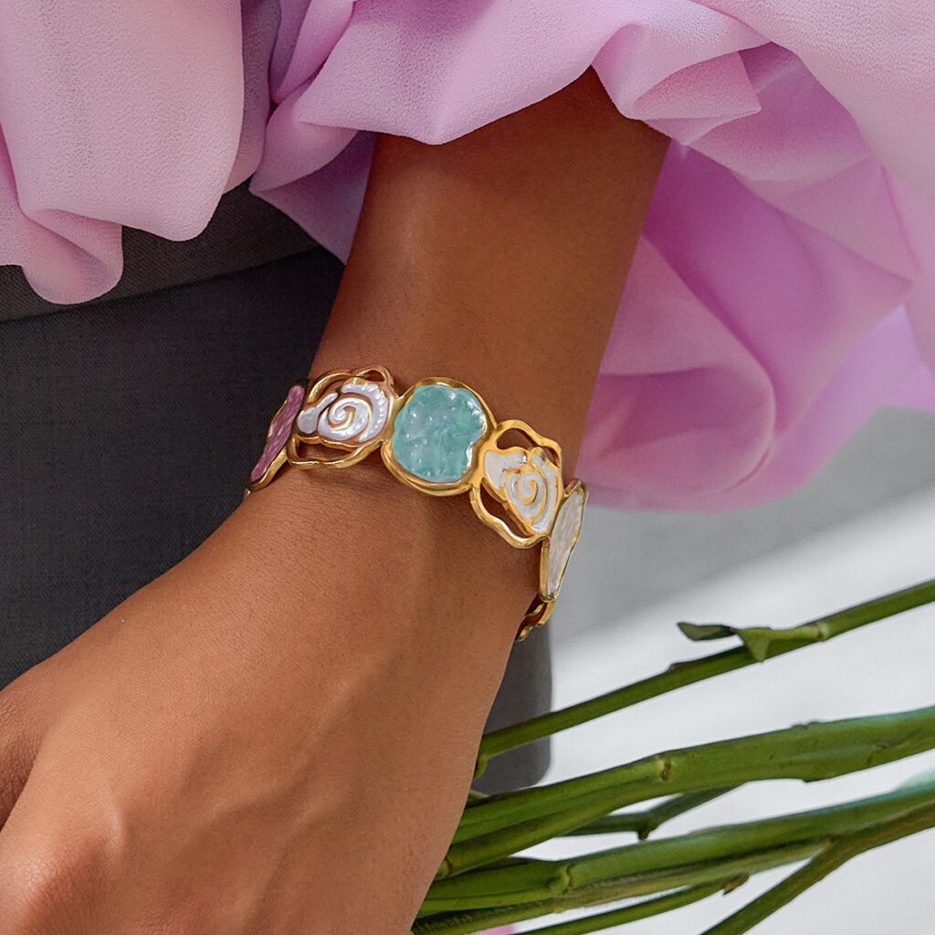 Women's Fashion Flower Hollow-Out Open Cuff Bracelet