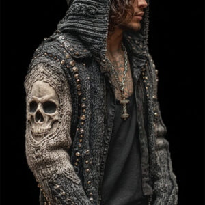 AutumnWinter Hooded Knitwear With 3D Digital Print