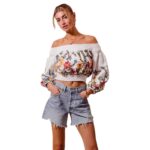 Women's Fashion Spicy Girl Print Off-shoulder Loose Top