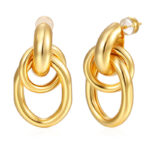 Copper-plated Niche Design 18k Gold-Colored Elegant Simple Instagram-Style Earrings