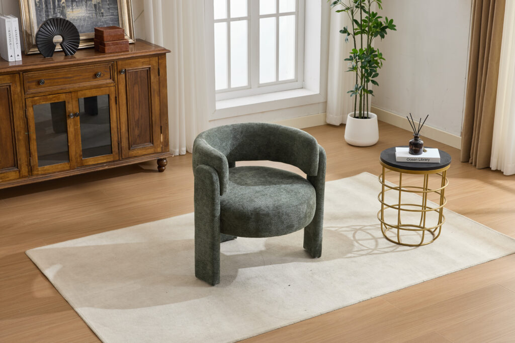 Modern Accent Chair, Contemporary Boucle Fabric Accent Armchair Comfy Upholstered Leisure Single Sofa Chair For Living Room Bedroom Apartment Office - Green