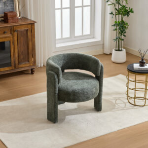 Modern Accent Chair, Contemporary Boucle Fabric Accent Armchair Comfy Upholstered Leisure Single Sofa Chair For Living Room Bedroom Apartment Office - Green