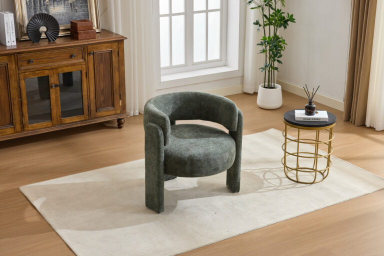 Modern Accent Chair, Contemporary Boucle Fabric Accent Armchair Comfy Upholstered Leisure Single Sofa Chair For Living Room Bedroom Apartment Office – Green