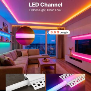 Plaster-in LED Aluminum Channel, 10-Pack 6.6 Ft/2M, Trimless Recessed Drywall LED Strip Diffuser Channel, With Milky Cover, End Caps And Mounting Clips, Aluminum Profile, For Wall And Ceiling