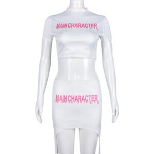 Cutout Midriff-baring Top And Short Skirt Two-piece Set