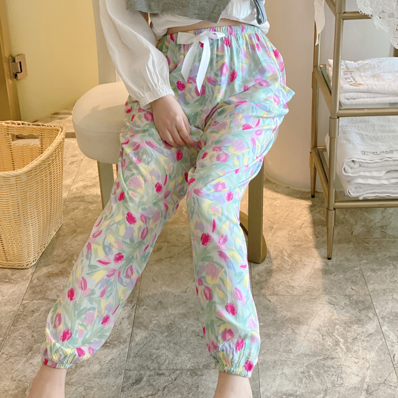 Plus-size Rayon Beach Mosquito-proof Cotton-look Pajama Pants - Image 3