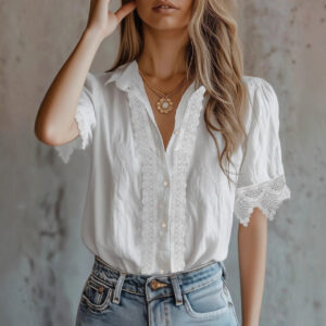 Spliced Lightweight Short-sleeve Chic Top