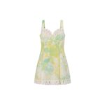 Casual Floral Slip Dress With V-Neck Slim Fit Made Of Linen