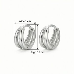 925 Sterling Silver Elegant Silver Triple Band Huggie Hoop Earrings - Minimalist Jewelry for Women