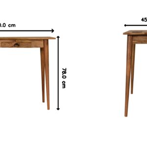 Solid Wood 2 Drawer Cable Writing Desk, Brown