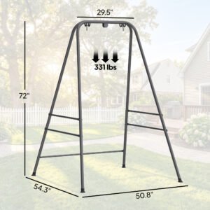 Hammock Chair Stand Indoor and Outdoor Use with Anti-Slip Foot Pads, 2 Carabiners, Gray