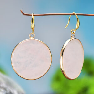 Round Natural Stone Pendant Earrings For Women