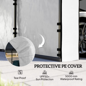 Carport Replacement Sidewall Panel for 10' x 15' Carports, UPF50+ Waterproof Replacement Side Wall Cover, White