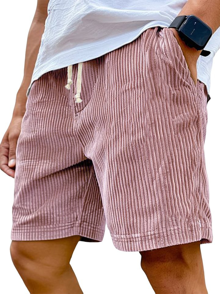 Men's Retro Embroidered Corduroy Fashionable Lace-up Casual Shorts - Image 9