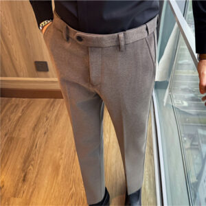 Men’s Invisible Elastic Waist Thickened Warm Wool Trousers