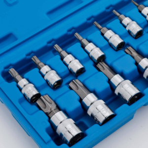 Hex Socket Set 13-Piece T8-T70 Torx Bit Socket Set With 3 Drive Sizes For Professional Automotive & DIY, Premium Cr-V Construction, Includes T27 & T60 Sizes