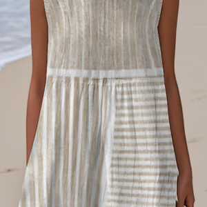 Women'S Casual Printed Round-Neck Sleeveless Dress