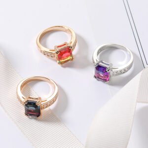 Women's Simple Square Zircon Ring