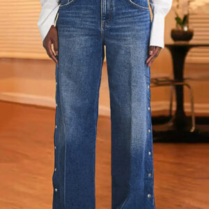 AutumnWinter Niche Design Heart-Shaped Rivet Denim Pants