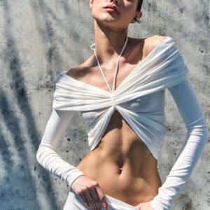 Chic Off-shoulder Slim-fit Versatile Long-sleeve Top