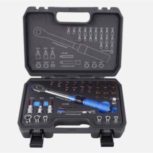 1/4 Inch Industrial-grade Torque Wrenchdjustable Torque Accuracy Kilograms Auto Mechanic Tooltorque Torque Wrench 5-25Nm Bicycle Repair Tool Kit (32-Piece)