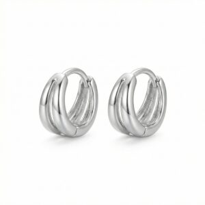 925 Sterling Silver Elegant Silver Triple Band Huggie Hoop Earrings – Minimalist Jewelry for Women