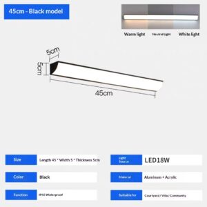 Outdoor Long Wall Light Waterproof For Villas Courtyards And Balconies