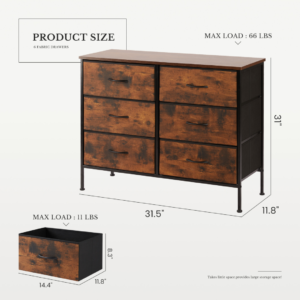 Tall Dresser Fabric Storage Tower ,Wooden Top For Kid Room, Closet, Entryway, Nursery