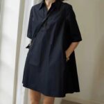 Loose-fitting White A-line Shirt With Three-quarter Sleeves