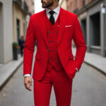 Double-breasted Suit Set Mens Three-piece Business Suit