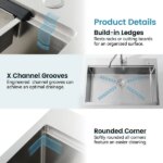Stainless Steel Kitchen Sink, 30'x22' Single Bowl, Overmount Handmade Sink In Brushed, With Cutting Board, Colander-Unable Ship Weekends, TK And TEMU Only For Pickup