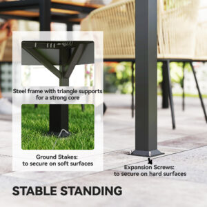 10' x 10' Outdoor Patio Gazebo, Soft Top Gazebo Canopy Shelter with Curtains, Netting, Steel Frame, Hook, Dark Gray