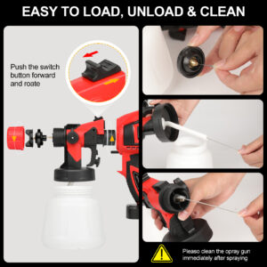 Cordless Electric Spray Paint Applicator, Equipped With 2 X 2.0mAh 21V Batteries Makita Plug, 2 Nozzles And 3 Spray Modes, 900ml Large-capacity Removable Container