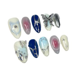 Sweet Cool Colorful 3D Metal Butterfly Handmade Wearable Nails