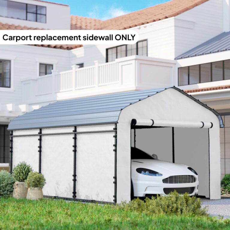 Carport Replacement Sidewall Panel for 12′ x 20′ Carports, UPF50+ Waterproof Replacement Side Wall Cover, White