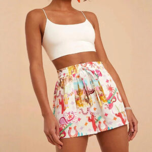 Casual Printed Capri Shorts With An Elastic Waistband