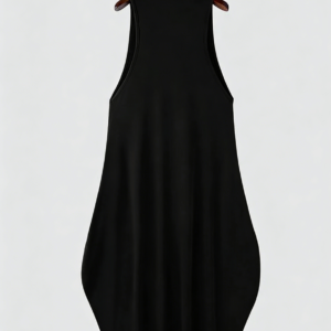 Mens Black U-Neck Sleeveless High Waist Flared Maxi Dress