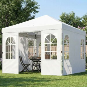 9.6 x 9.6 ft Pop Up Canopy Tent with Sidewalls, One Push Setup, UPF50+ Portable Instant Canopy Shelter, White