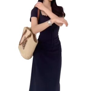 French-style Elegant Square-neck Dress For Women