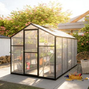 6x10 Ft Outdoor Polycarbonate Greenhouse Kit With Aluminum Frame, Walk-in Garden Green House With Lockable Door & Adjustable Roof Vent, Backyard, Patio