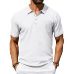 Men's Lapel Polo Shirt Linen Pocket T-Shirt