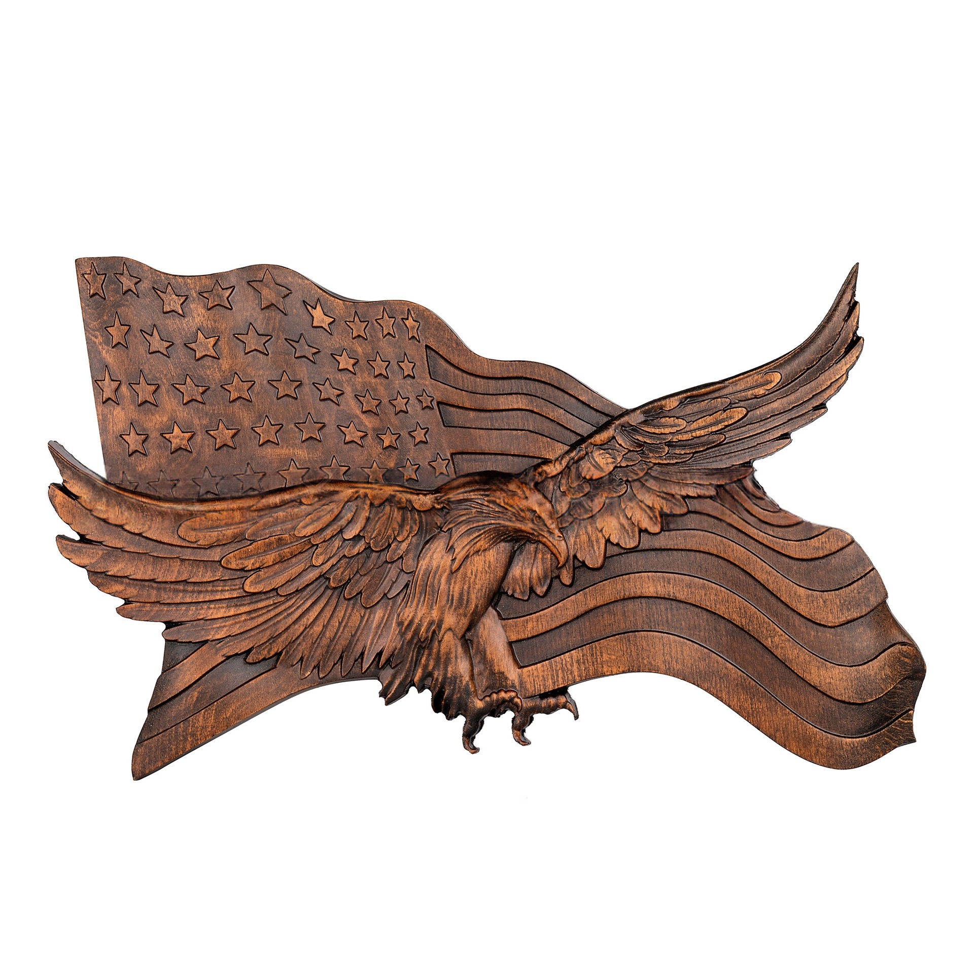 Retro National Flag Eagle Wood Carving Ornament