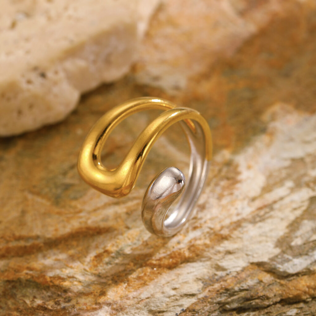 Stainless Steel Hollow Irregular Ring For Women
