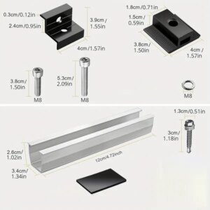 12cm U-shaped Rail Solar Photovoltaic Bracket Silver Rail Six-piece Set