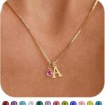 Women's Initials Birthstone Necklace Fashion