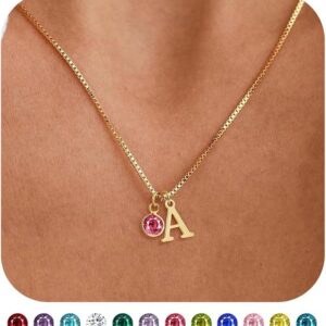 Women's Initials Birthstone Necklace Fashion