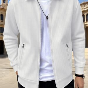 New Solid-color Pocketed Zip-up Long-sleeve Jacket Coat