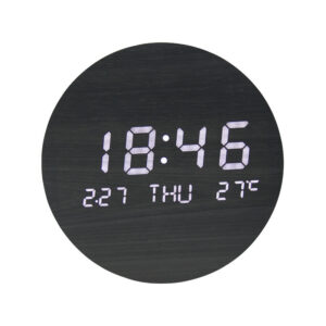 Creative LED Wooden Round Wall Clock Fashionable Electronic Clock